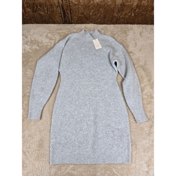 a new day Dresses & Skirts - A‎ New Day Womens Gray Ribbed Mock Neck Metallic Sweater Dress Size M NEW